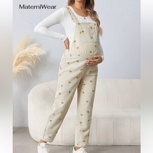 Floral Beige MATERNITY Jumpsuit
